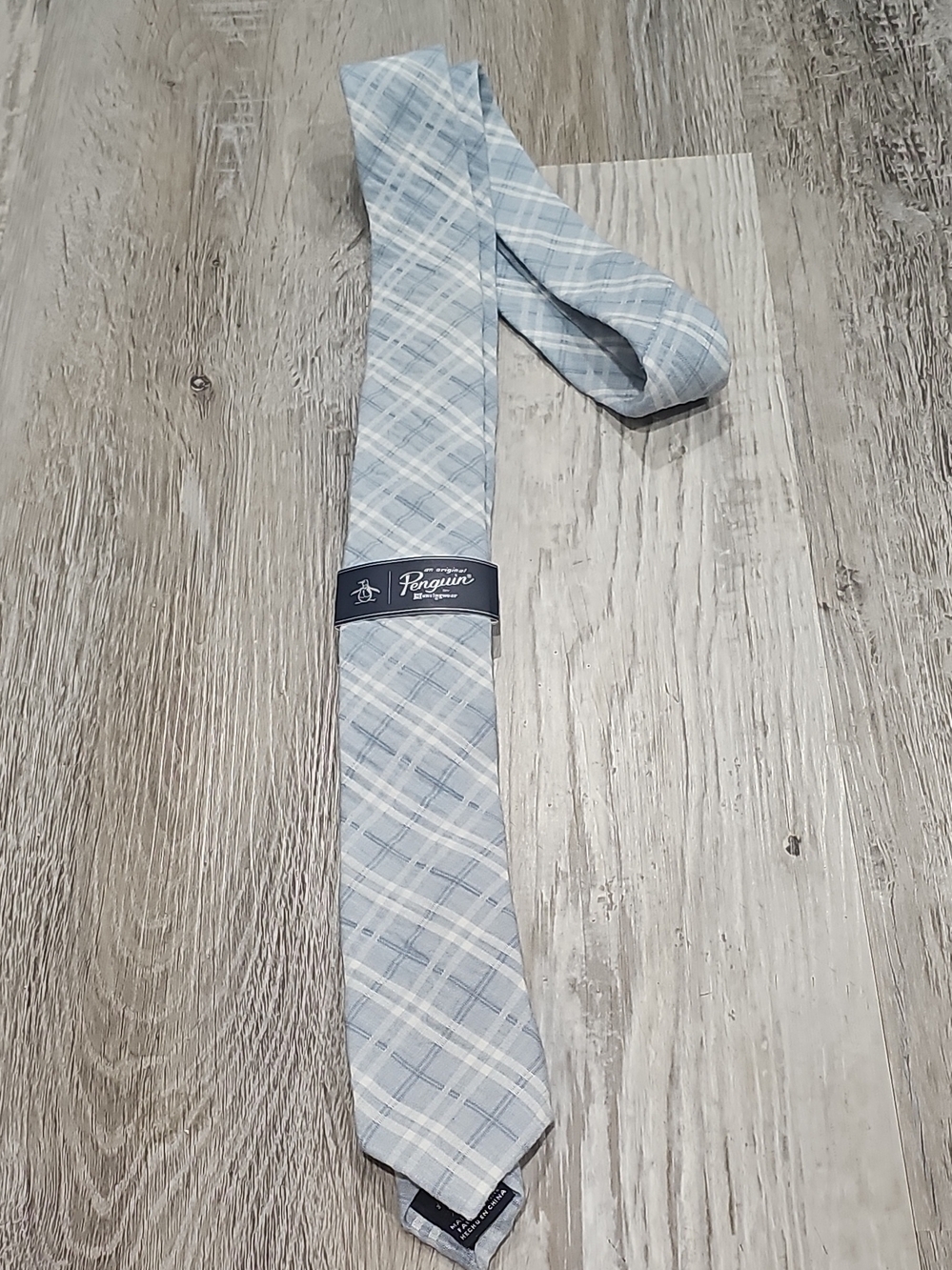 Original Penguin Pale Blue & White Plaid Men's Tie